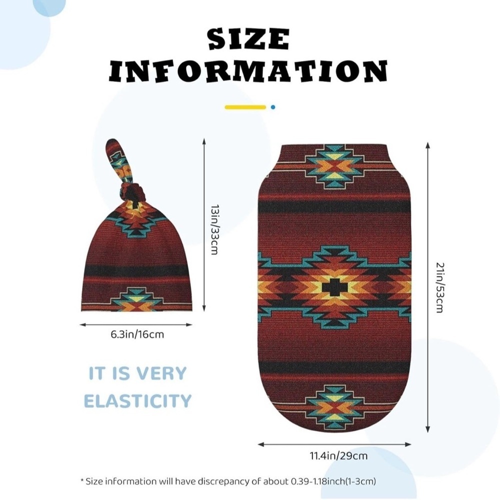Western Aztec Swaddle and Hat Set for Newborn - Picture 4 of 9